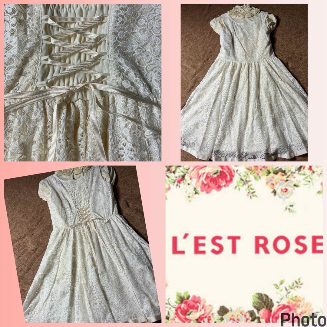 L'EST ROSE(レストローズ)のレストローズ★未使用★新品★バック編み上げ★刺繍レース★裾パイピングワンピース レディースのワンピース(ひざ丈ワンピース)の商品写真