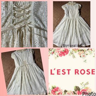 L'EST ROSE - レストローズ★未使用★新品★バック編み上げ★刺繍レース★裾パイピングワンピース