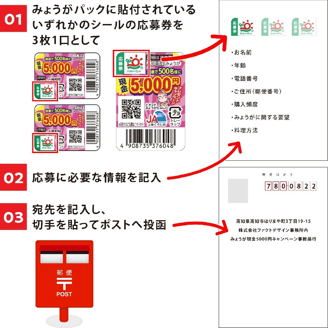 森永製菓(モリナガセイカ)の★懸賞応募 森永製菓 はごろもフーズ 東ハト 高知産みょうが キャンペーン★ エンタメ/ホビーのエンタメ その他(その他)の商品写真