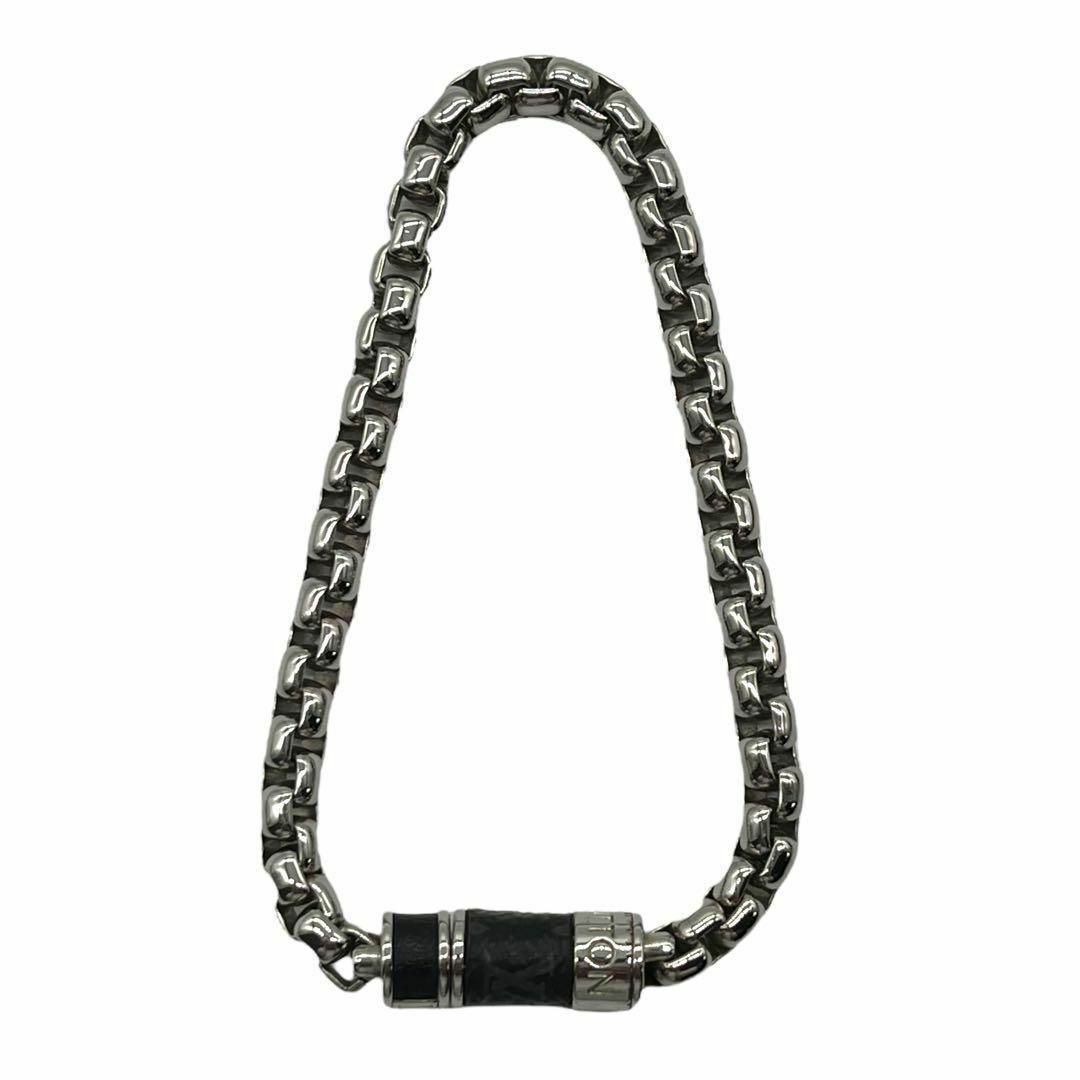 LOUIS VUITTON(ルイヴィトン)の美品 LOUIS VUITTON ブレスレット モノグラム エクリプス シルバー メンズのアクセサリー(ブレスレット)の商品写真