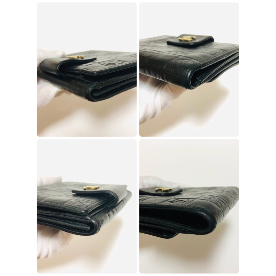 CHANEL(シャネル)の【箱付き】シャネル 二つ折り財布　アイコン Wホックココマーク ブラック レザー レディースのファッション小物(財布)の商品写真