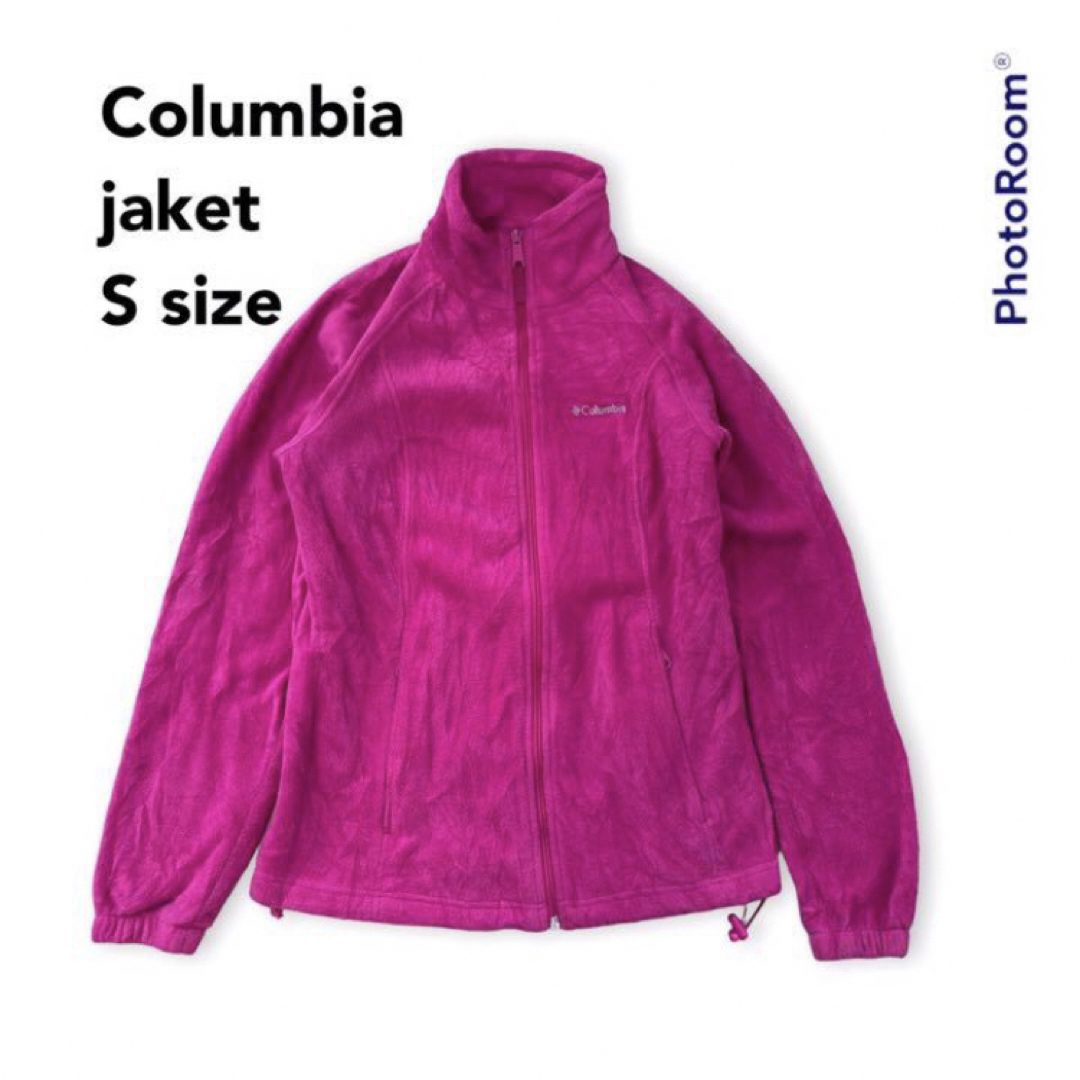 Columbia(コロンビア)のコロンビア　フリースジャケット　フルジップ　ジップアップ　刺繍ロゴ　ピンク色　S レディースのジャケット/アウター(ブルゾン)の商品写真