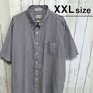 シャツ(shirts)のUSA古着　Vintage　半袖シャツ　XXL　ストライプ柄　グレー　ホワイト(シャツ)