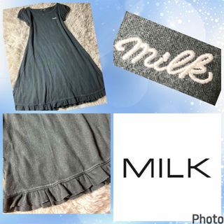 ミルク(MILK)のミルク★MILK★胸元ロゴ刺繍★裾フリル★Aラインワンピース(ひざ丈ワンピース)