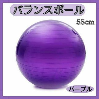 バランスボール パープル 55cm ヨガ 体幹トレーニング フィットネス 筋トレ(エクササイズ用品)