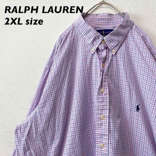 ラルフローレン(Ralph Lauren)のラルフローレン　長袖シャツ　ボタンダウン　チェック　ポニーロゴ　男女兼用　2XL(シャツ)