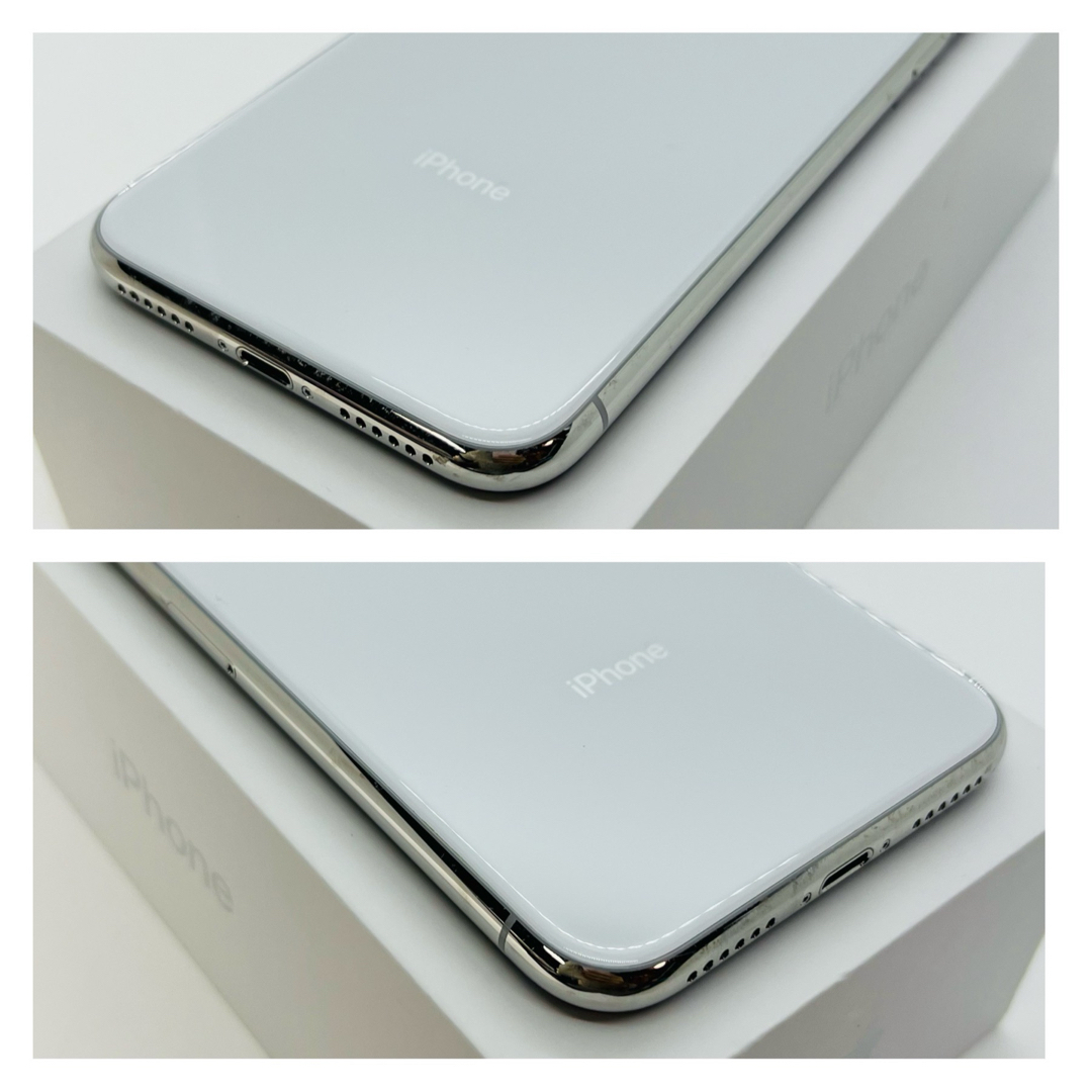 iPhone(アイフォーン)のB 100% iPhone X Silver 64 GB SIMフリー　本体 スマホ/家電/カメラのスマートフォン/携帯電話(スマートフォン本体)の商品写真