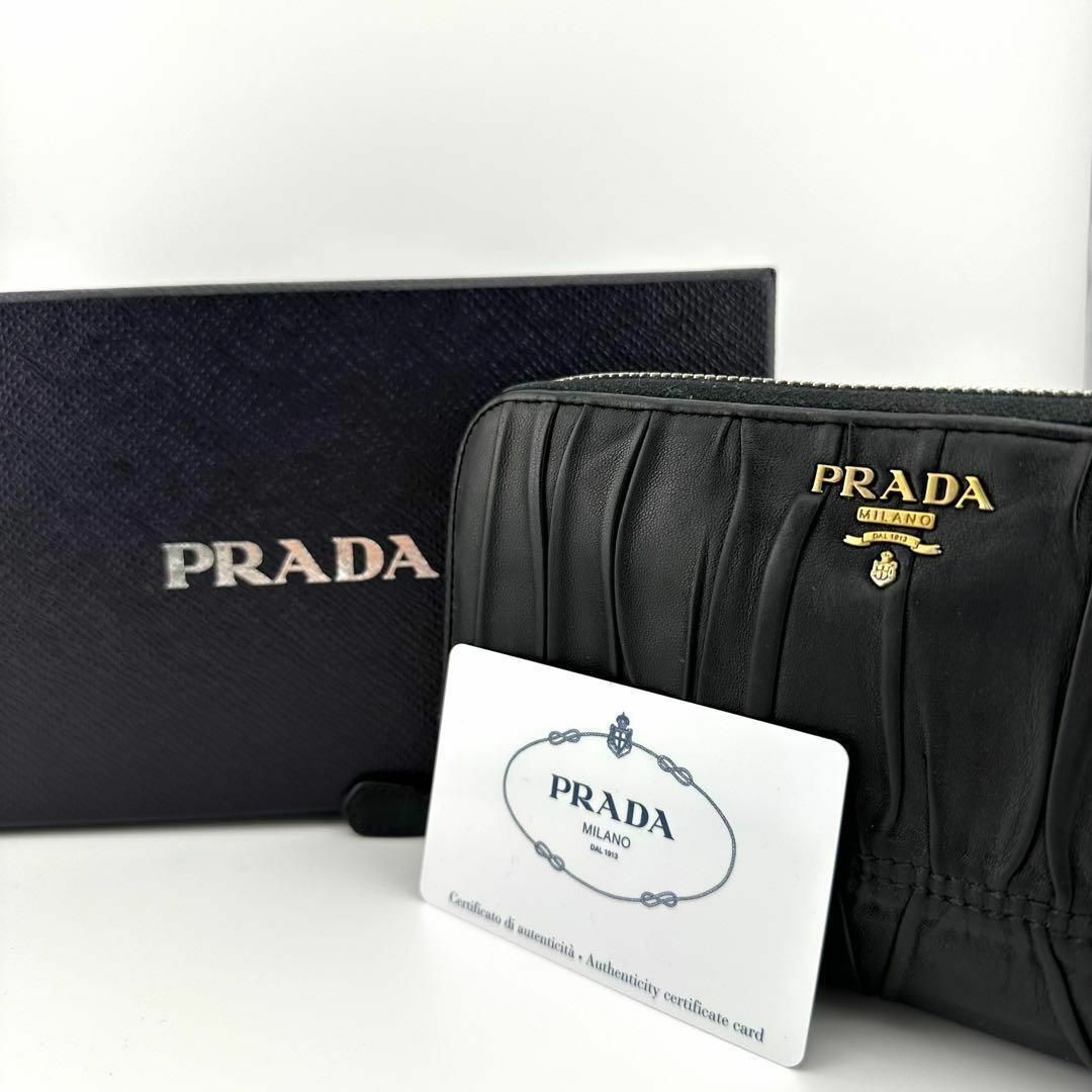 PRADA(プラダ)のPRADA プラダ 長財布 ナッパ ゴーフル シワ ネロ  1M0506 レディースのファッション小物(財布)の商品写真