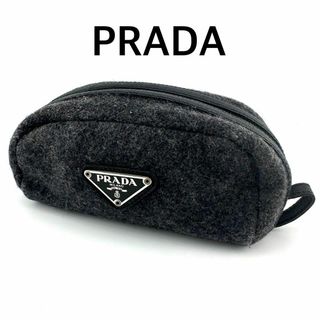 プラダ(PRADA)の美品✨PRADA ポーチ 三角 ロゴ プレート 小物入れ 定番 人気(ポーチ)