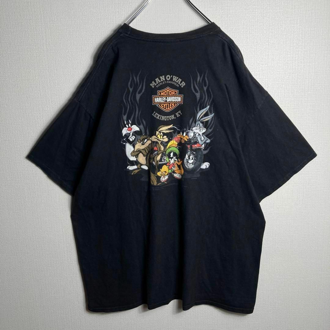 Harley Davidson(ハーレーダビッドソン)の【2XLサイズ】ハーレーダビッドソン×ルーニーテューンズ　両面ロゴ入りtシャツ メンズのトップス(Tシャツ/カットソー(半袖/袖なし))の商品写真