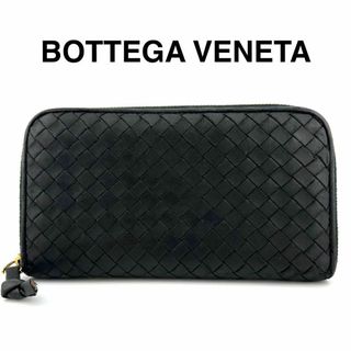 ボッテガヴェネタ(Bottega Veneta)のBOTTEGA VENETA イントレチャート 長財布 ラウンドファスナー 黒(長財布)