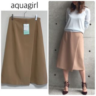 aquagirl - 【新品タグ付】aquagirlロングラップスカート　ベージュ　サイズ36