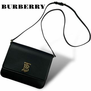 BURBERRY - 美品 現行 BURBERRY ショルダーバッグ TB ロゴ 金ロゴ 斜め掛け 黒