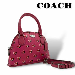 コーチ(COACH)の美品 希少 COACH 2way ハンドバッグ 斜め掛け ハート 自立 ピンク(ハンドバッグ)