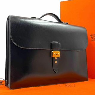 良品 HERMES ブリーフケース サックアデペッシュ 40 ボックスカーフ 黒