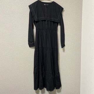 ザラ(ZARA)のZARA 黒ワンピース　セーラー(ロングワンピース/マキシワンピース)