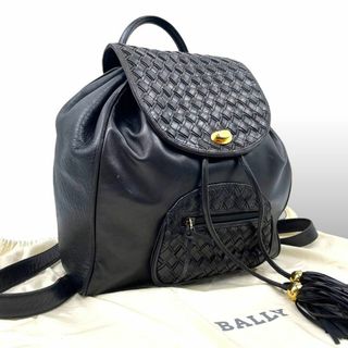 バリー(Bally)の良品 バリー リュックサック キルティング フリンジ ゴールド金具 ブラック(リュック/バックパック)