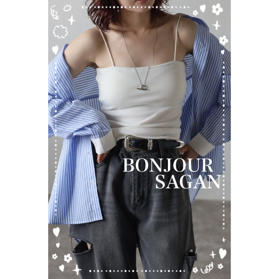 BONJOUR SAGAN(ボンジュールサガン)のBonjour sagan カップ付きベアキャミソール　ホワイト レディースのトップス(キャミソール)の商品写真