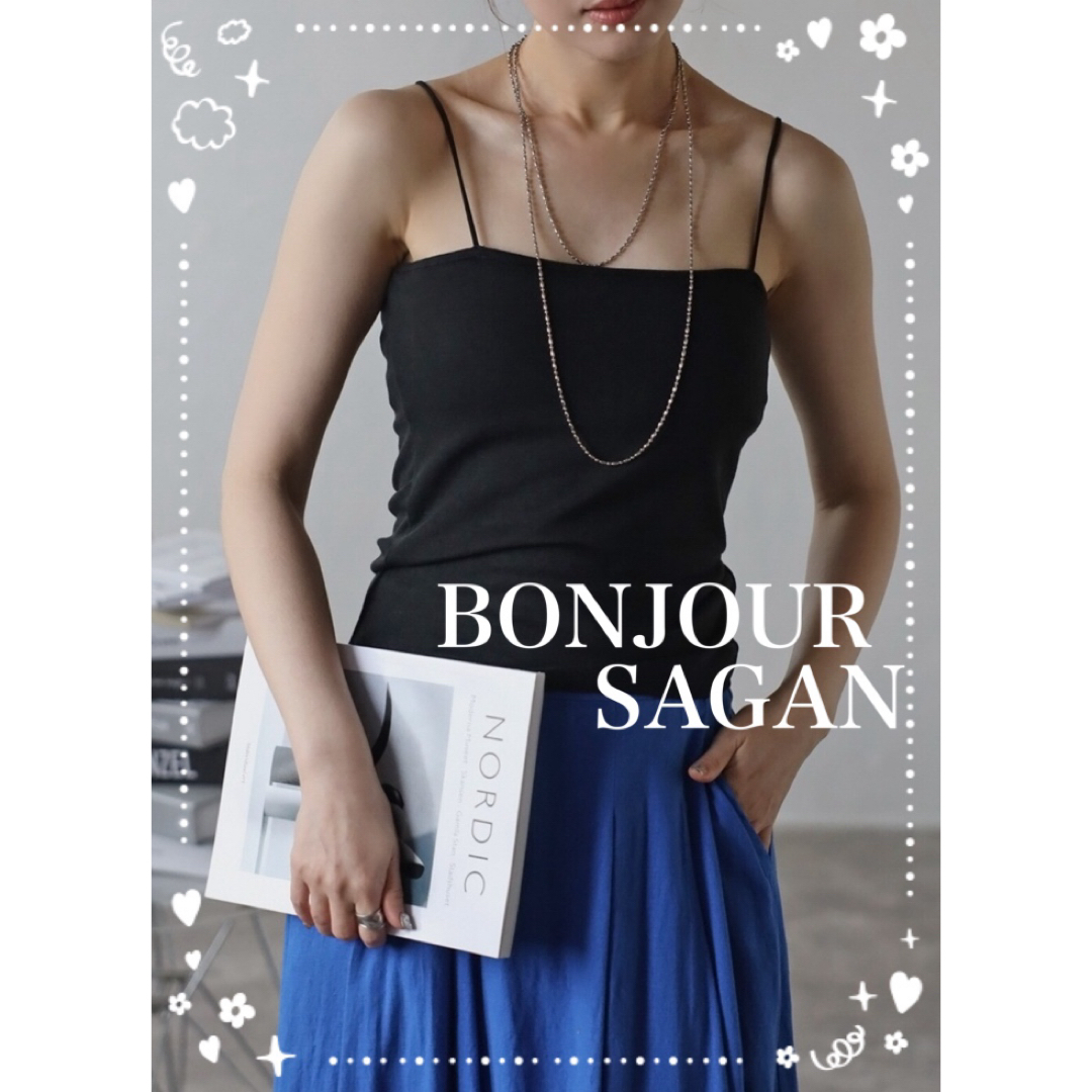 BONJOUR SAGAN(ボンジュールサガン)のBonjour sagan カップ付きベアキャミソール　ブラック レディースのトップス(キャミソール)の商品写真