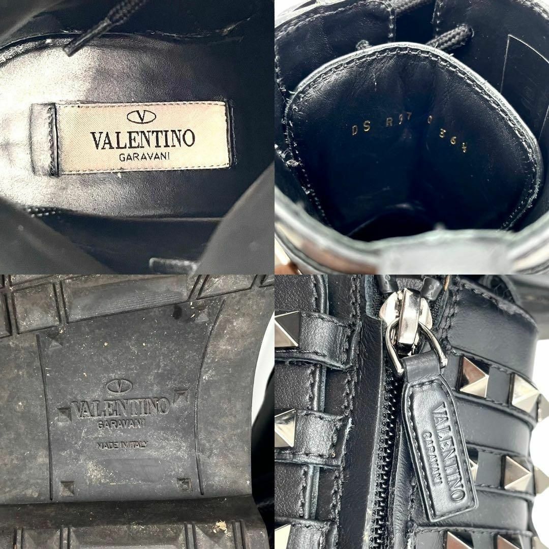 VALENTINO(ヴァレンティノ)の美品 VALENTINO レザー ブーツ スパイク スタッズ サイドジップ 黒 レディースの靴/シューズ(ブーツ)の商品写真