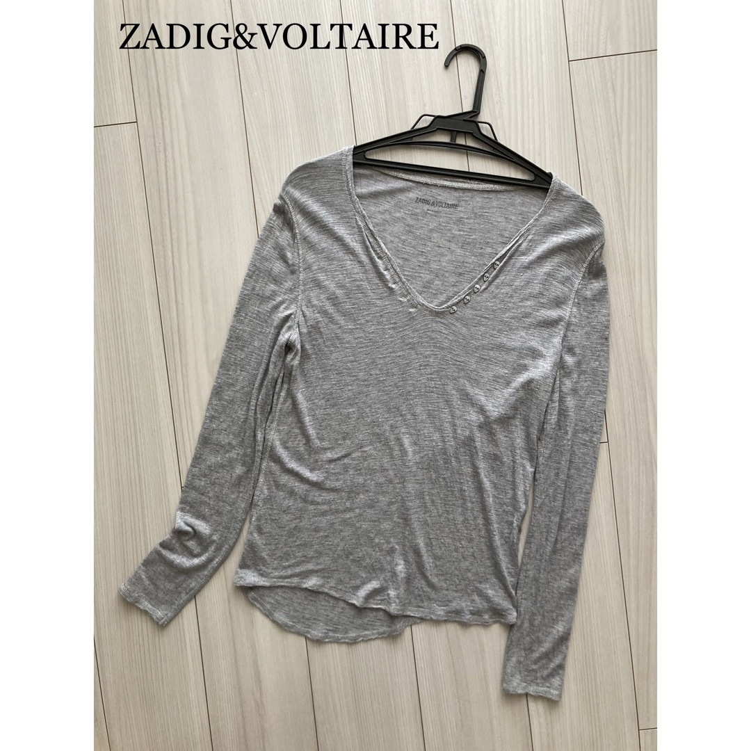 Zadig&Voltaire(ザディグエヴォルテール)の【値下げ】Zadig&Voltaire グレー　カットソー　長袖Tシャツ レディースのトップス(シャツ/ブラウス(長袖/七分))の商品写真