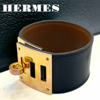 エルメス(Hermes)の良品 HERMES ブレスレット バングル ケリードッグ ゴールド金具 ブラック(ブレスレット/バングル)