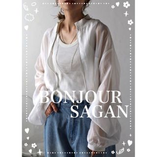 ボンジュールサガン(BONJOUR SAGAN)のラスト2点　Bonjour sagan  シアーショートブルゾン　ホワイト(ブルゾン)