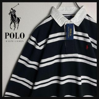 ポロラルフローレン(POLO RALPH LAUREN)の【新品未使用タグ付き】ラルフローレン　刺繍ロゴ　ラガーシャツ　ボーダー　XL(ポロシャツ)