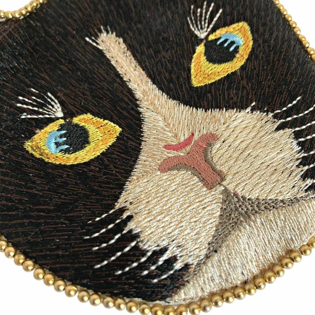 色: ブラック東京かんかん コインパース 『 キャット刺繍ポーチ レディースのバッグ(その他)の商品写真