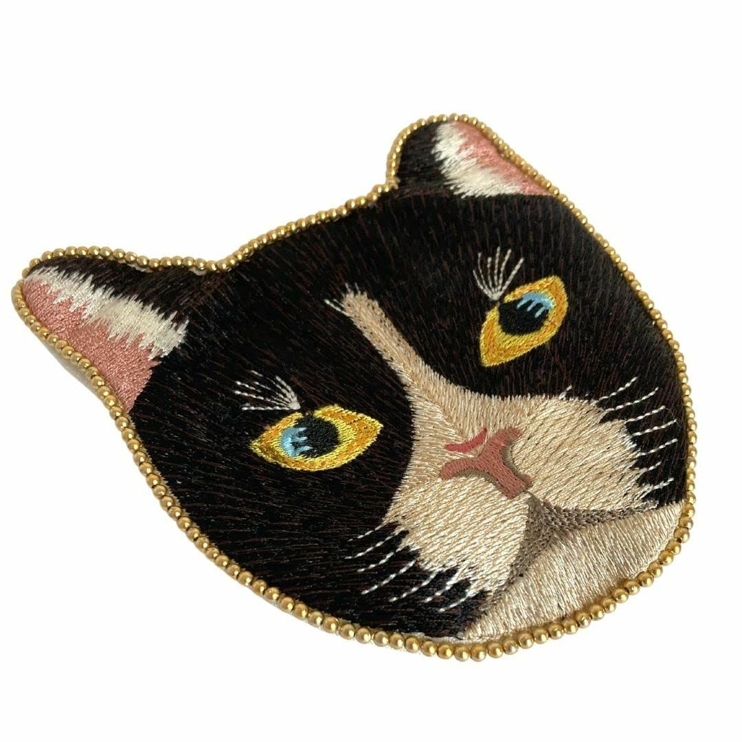 色: ブラック東京かんかん コインパース 『 キャット刺繍ポーチ レディースのバッグ(その他)の商品写真