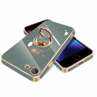 【サイズ:iphoneSE3_色:グレー】iPhone se ケース リング付き(その他)