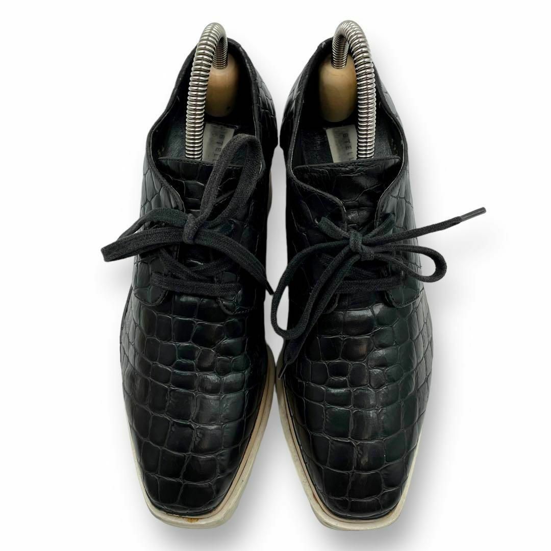 Stella McCartney(ステラマッカートニー)の良品 ステラマッカートニー 厚底ブーツ クロコ型押し ブラック 34表記 レディースの靴/シューズ(ブーツ)の商品写真