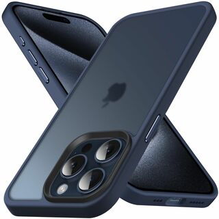 【色:ブルー】Anqrp iPhone 15 Pro Max 用 ケース 半透明(その他)