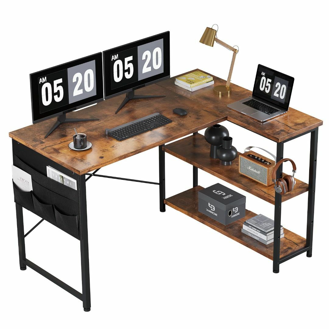 【色: ビンテージ】YeTom パソコンデスク 机 学習机 桌子 右棚左棚 幅1 インテリア/住まい/日用品のオフィス家具(オフィス/パソコンデスク)の商品写真