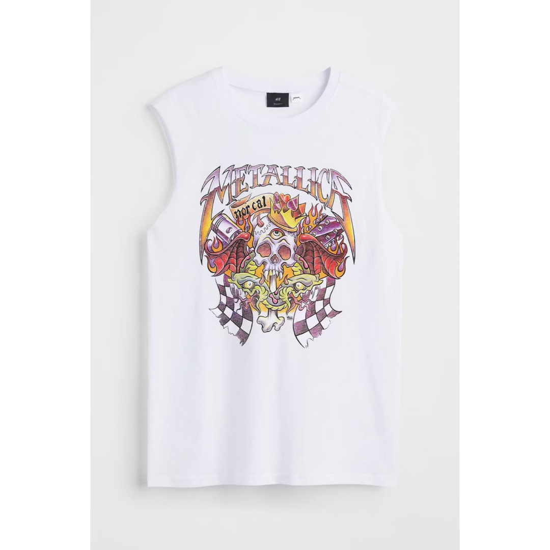 H&M(エイチアンドエム)のMETALLICA M メタリカ ノースリーブ 半袖 バンドTシャツ 古着 メンズのトップス(Tシャツ/カットソー(半袖/袖なし))の商品写真