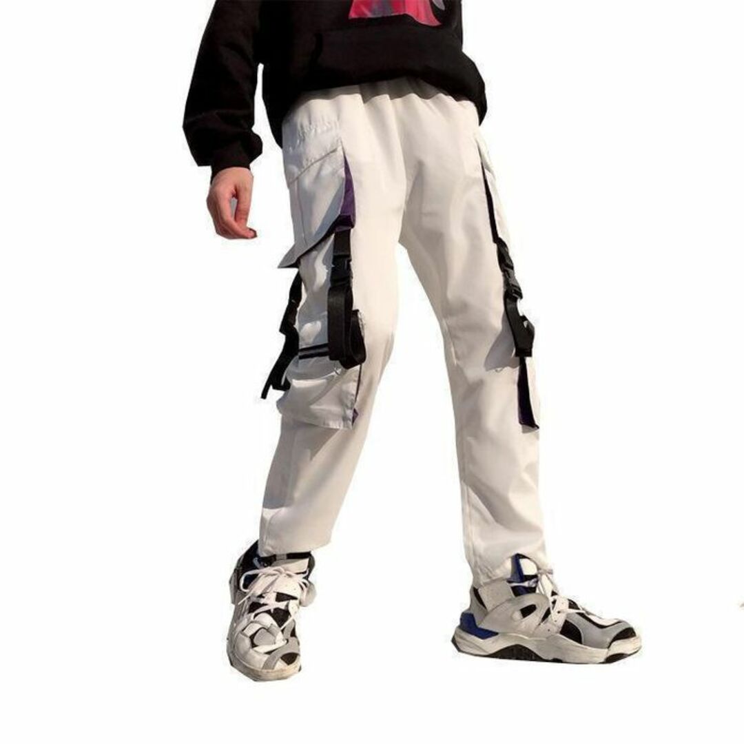 ユニセックス カーゴパンツ ポケット付き 韓国 ストリート オルチャン ブラック メンズのパンツ(ワークパンツ/カーゴパンツ)の商品写真