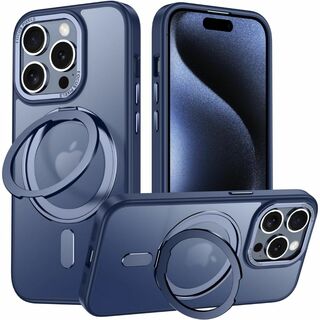 【色:ブルー】MagSafe対応 iPhone 12/12proケース 360°(その他)