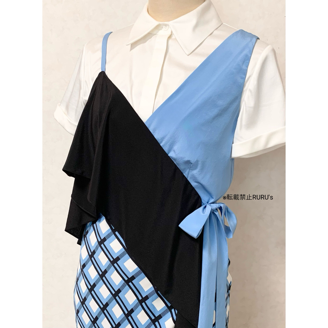 DIANE von FURSTENBERG(ダイアンフォンファステンバーグ)の新品 ダイアンフォンファステンバーグ アシンメトリー×ラッフル シルクワンピース レディースのワンピース(ロングワンピース/マキシワンピース)の商品写真