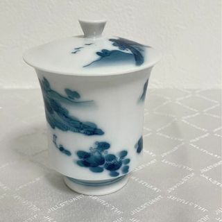 畑萬陶苑　お湯のみ　蓋付きコップ　軽い　水彩画(グラス/カップ)