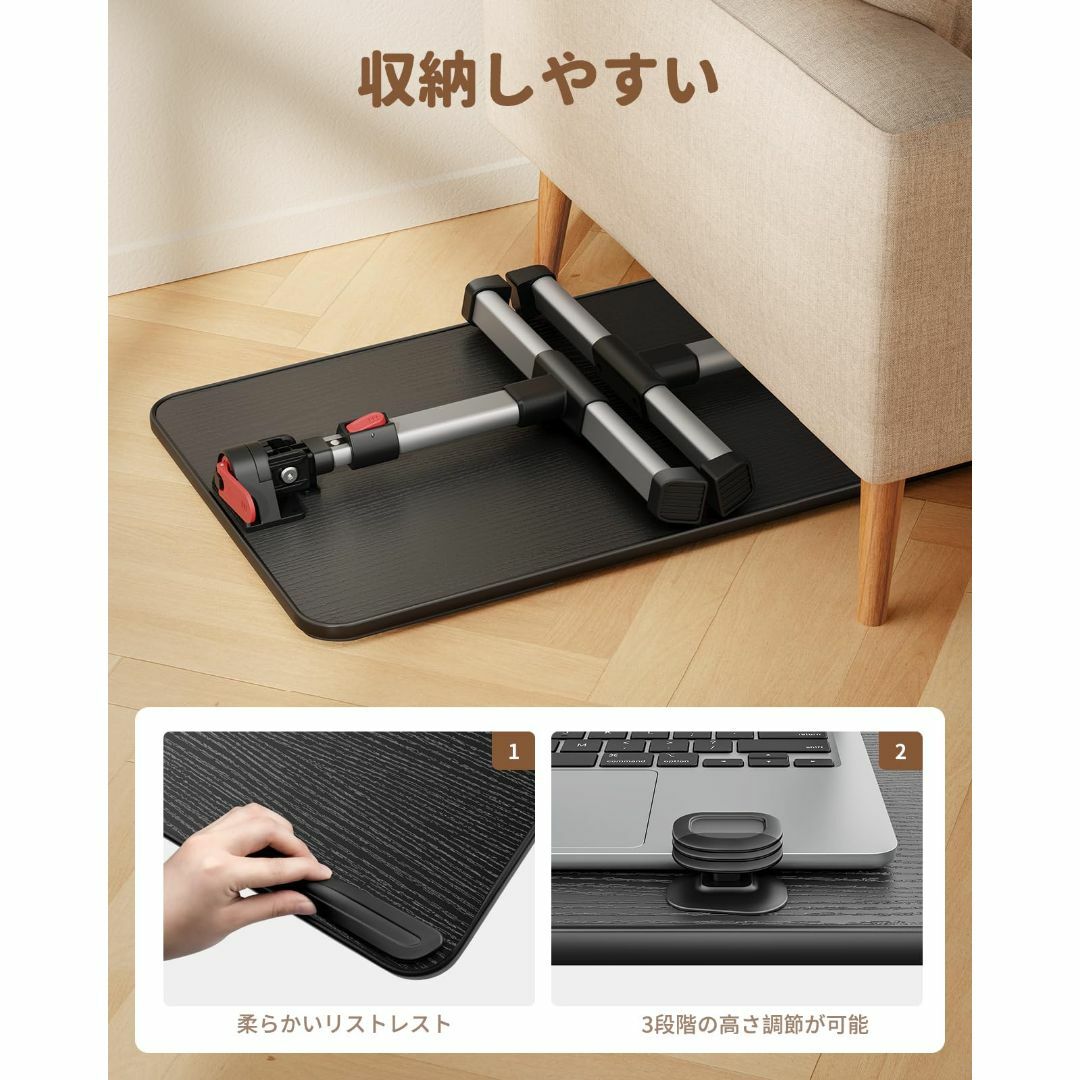 【色: 52*30ブラック】SAIJI ベッド デスク 折りたたみテーブル ベッ スマホ/家電/カメラのPC/タブレット(ノートPC)の商品写真