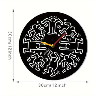 【輸入品】壁掛け時計 キースヘリング 直径30cm(掛時計/柱時計)