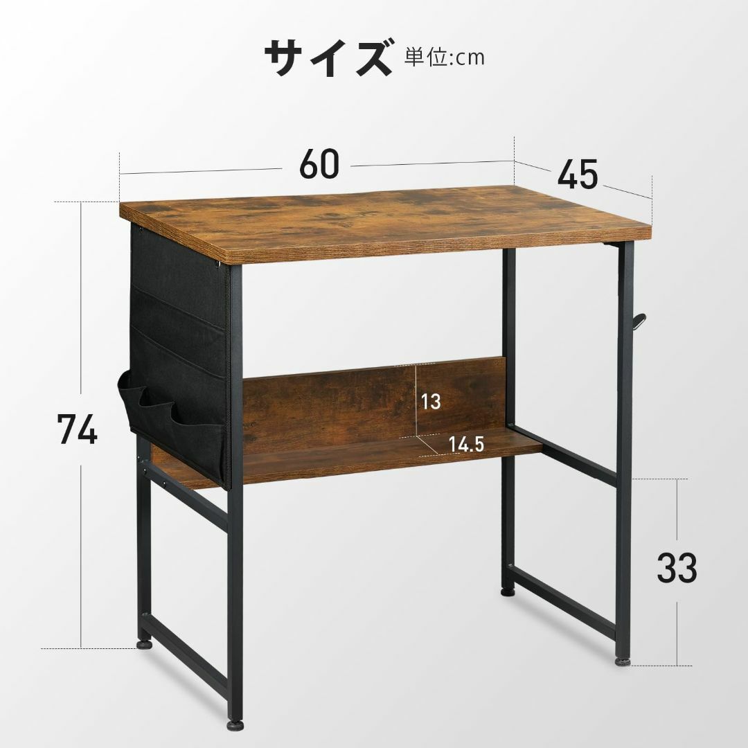 【色: ビンテージ】YeTom 机 pcデスク ミニ コンパクト ラック付き パ インテリア/住まい/日用品のオフィス家具(オフィス/パソコンデスク)の商品写真