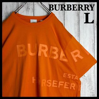 バーバリー(BURBERRY)の【人気Lサイズ】バーバリー☆ビッグロゴTシャツ オレンジ ホースフェリー(Tシャツ/カットソー(半袖/袖なし))