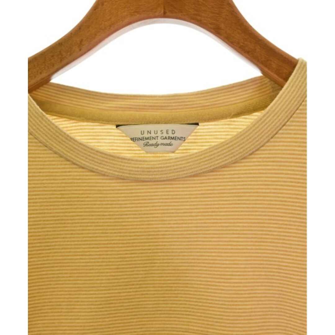 UNUSED(アンユーズド)のUNUSED Tシャツ・カットソー 2(M位) ベージュ系x白(ボーダー) 【古着】【中古】 メンズのトップス(Tシャツ/カットソー(半袖/袖なし))の商品写真