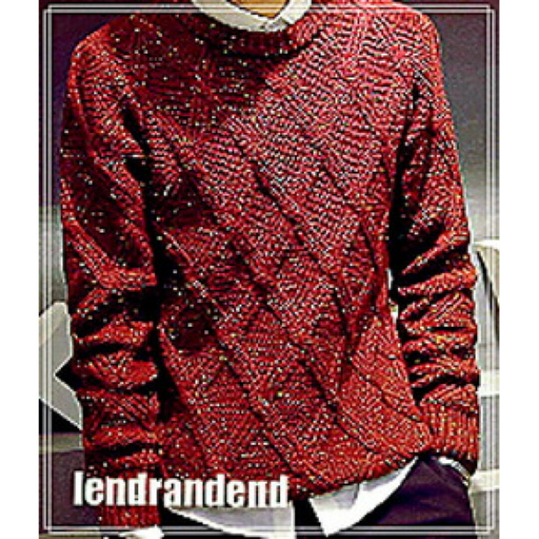 ライン レッド　オレンジ　チェック柄　ニットセーター メンズのトップス(ニット/セーター)の商品写真