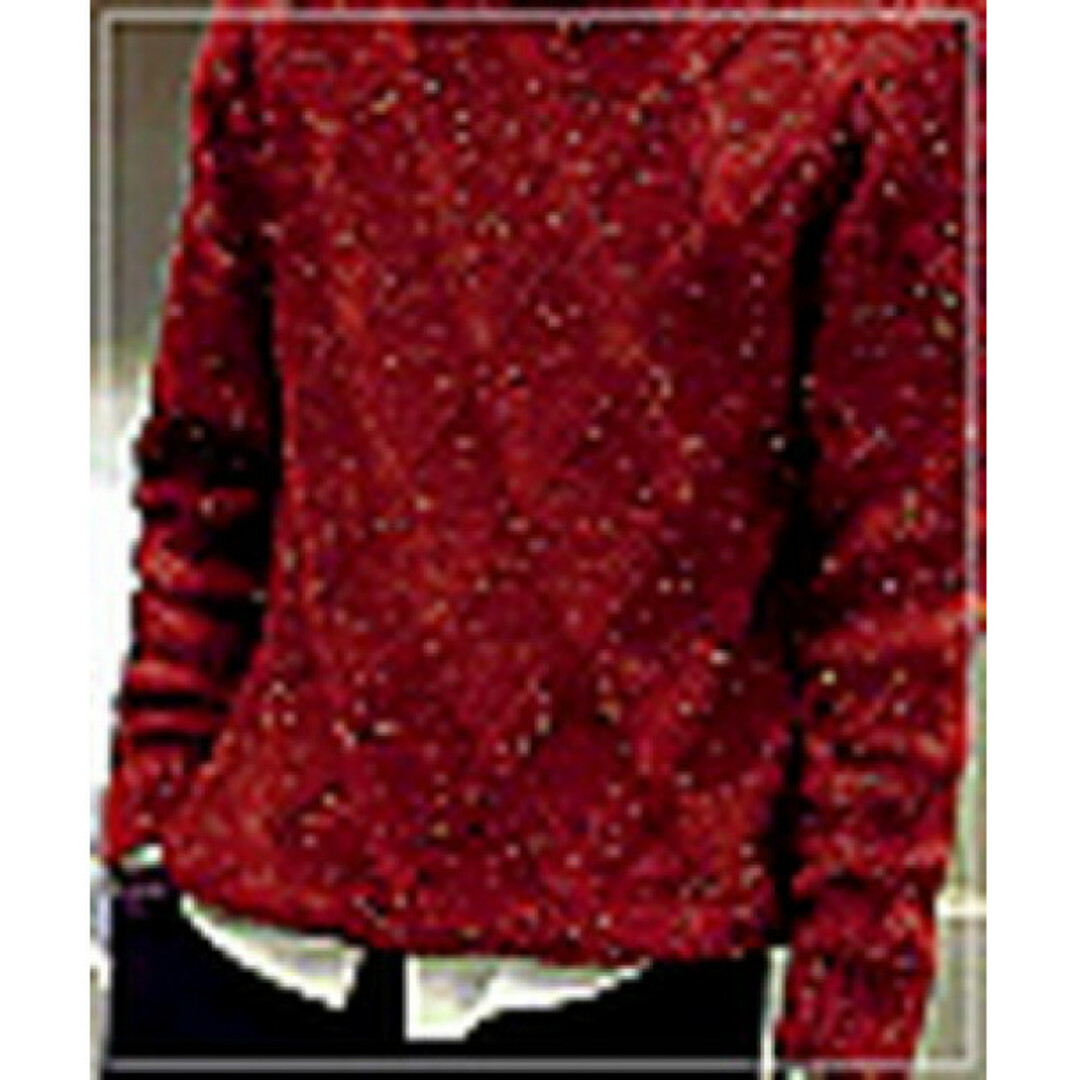 ライン レッド　オレンジ　チェック柄　ニットセーター メンズのトップス(ニット/セーター)の商品写真