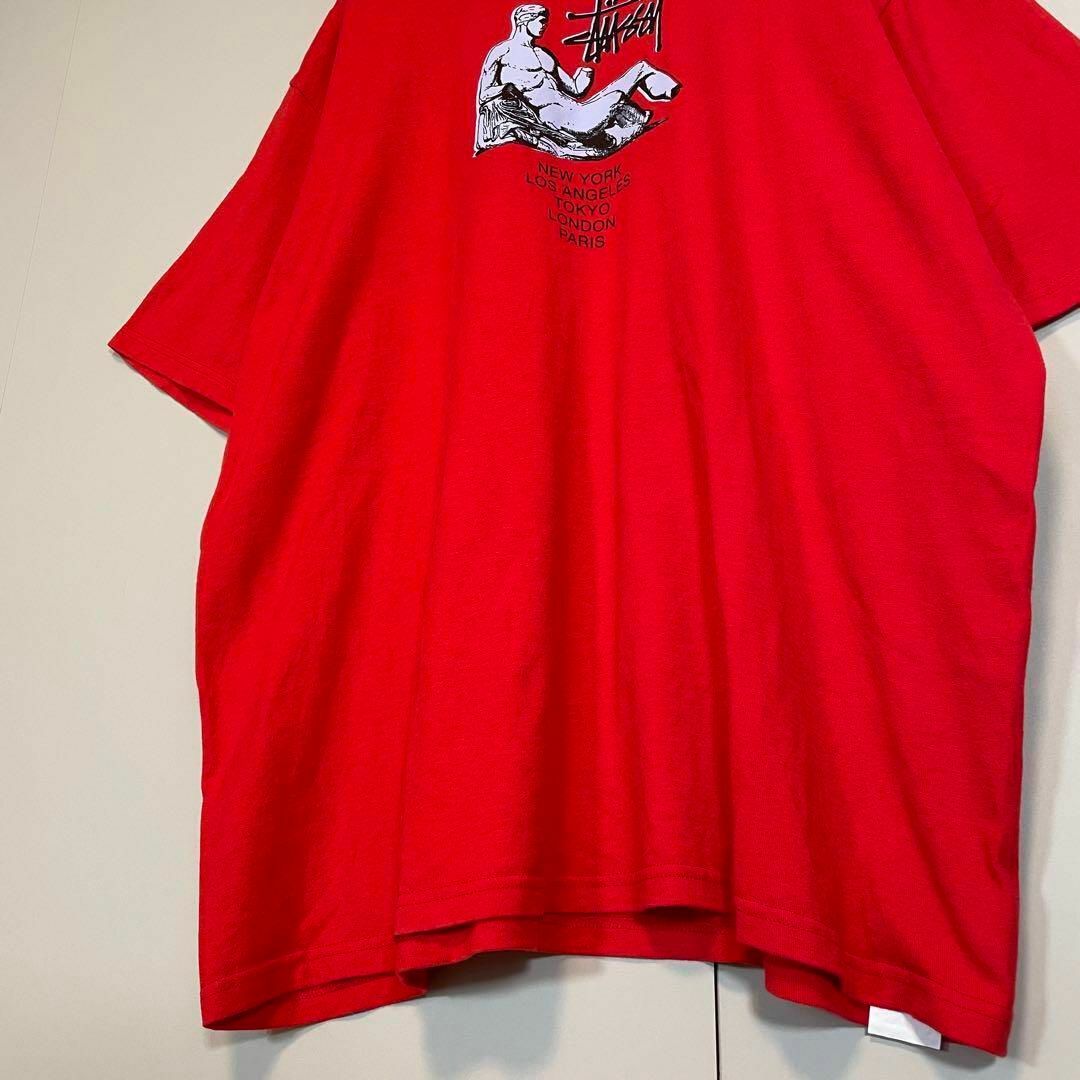 STUSSY(ステューシー)の【オーバーサイズ、メキシコ製】stussyプリントTシャツ古着ストリート赤XL メンズのトップス(Tシャツ/カットソー(半袖/袖なし))の商品写真