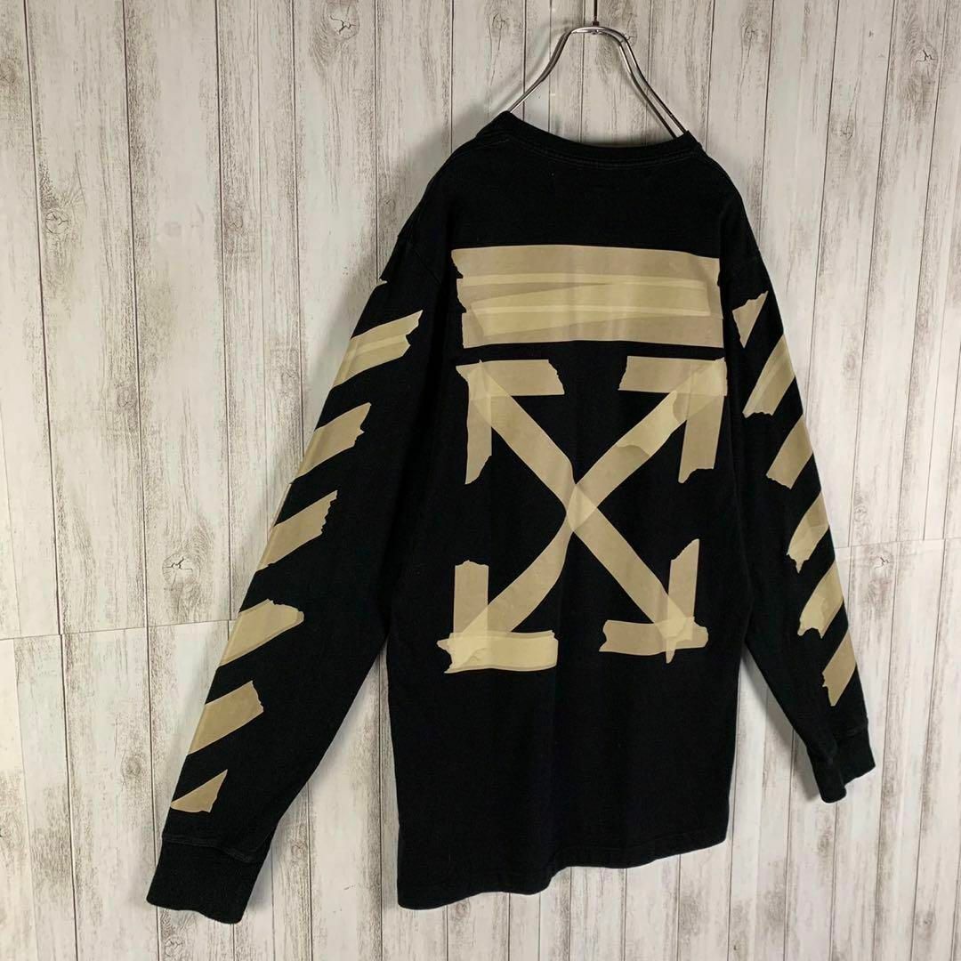 OFF-WHITE(オフホワイト)の【超絶人気モデル】オフホワイト クロスアロー 両面ロゴ M 入手困難 ロンT メンズのトップス(Tシャツ/カットソー(七分/長袖))の商品写真