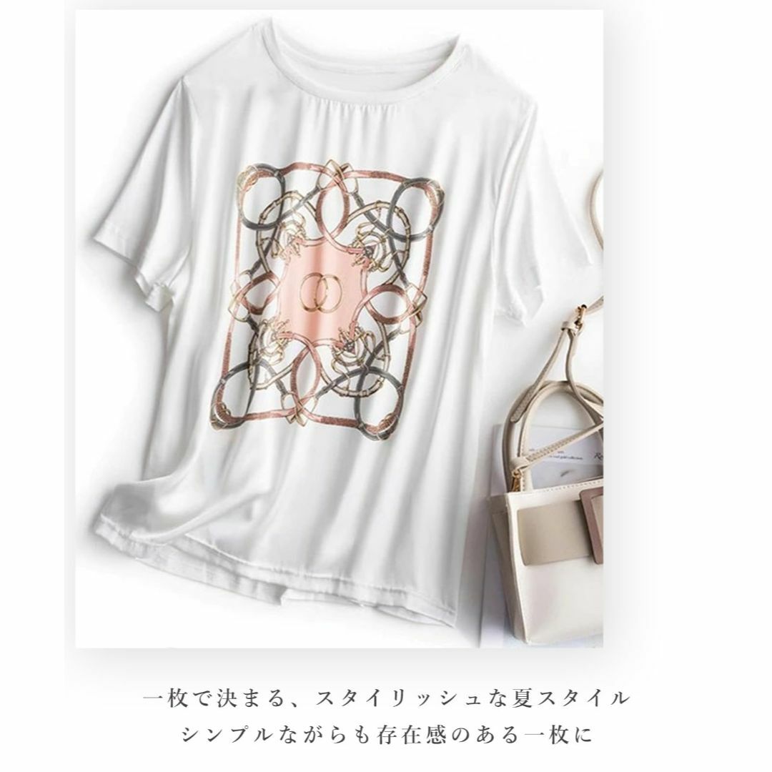 [J.STORE] イラスト フォト プリント Tシャツ 白 カットソー 春 夏 レディースのファッション小物(その他)の商品写真