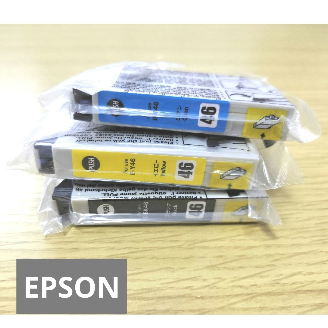 EPSON(エプソン)のエプソン インクカートリッジ IC46 ブラック イエロー シアン 保証期限切れ インテリア/住まい/日用品のインテリア/住まい/日用品 その他(その他)の商品写真